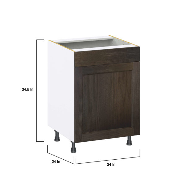 Summerina Chestnut Solid Wood   Shaker Assembled Sink Base Cabinet with 1 Door and 1 False Front (24 in. W x 34.5 in. H x 24 in. D)