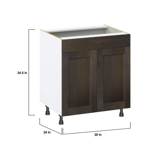 Summerina Chestnut Solid Wood Recessed Assembled Sink Base Cabinet with 2 Doors and 1 False Front (30 in. W x 34.5 in. H x 24 in. D)