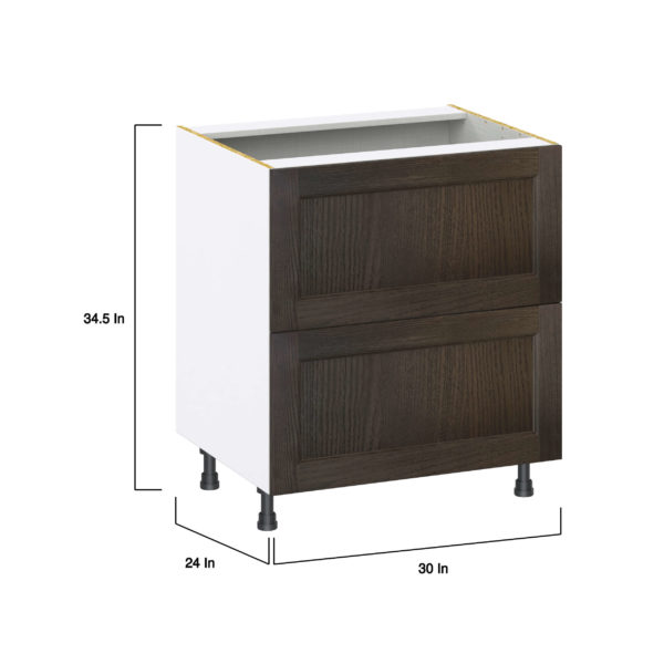 Summerina Chestnut Solid Wood Recessed Assembled Base Cabinet with 2 Drawers (30 in. W x 34.5 in. H x 24 in. D)