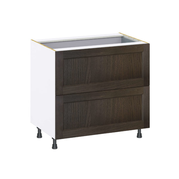 Summerina Chestnut Solid Wood Recessed Assembled Base Cabinet with 2 Drawers and 1 Inner Drawer (36 in. W x 34.5 in. H x 24 in. D)