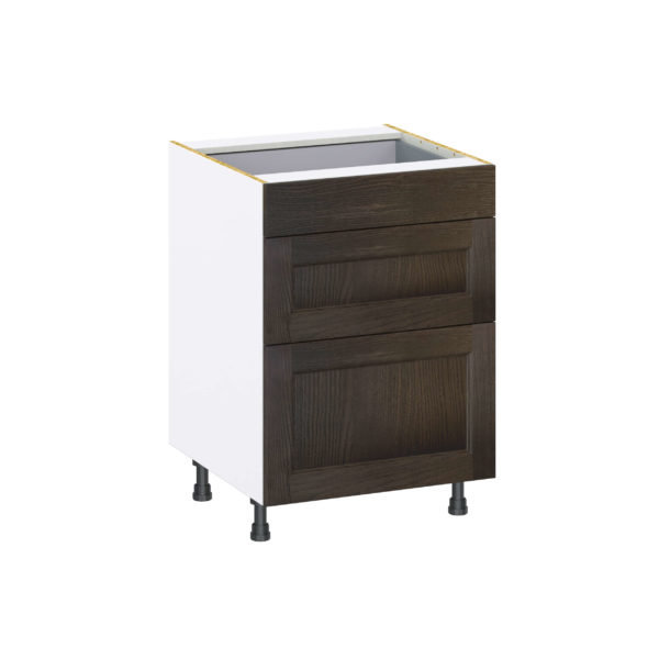 Summerina Chestnut Solid Wood Recessed Assembled Base Cabinet with 3 Drawers (24 in. W x 34.5 in. H x 24 in. D)