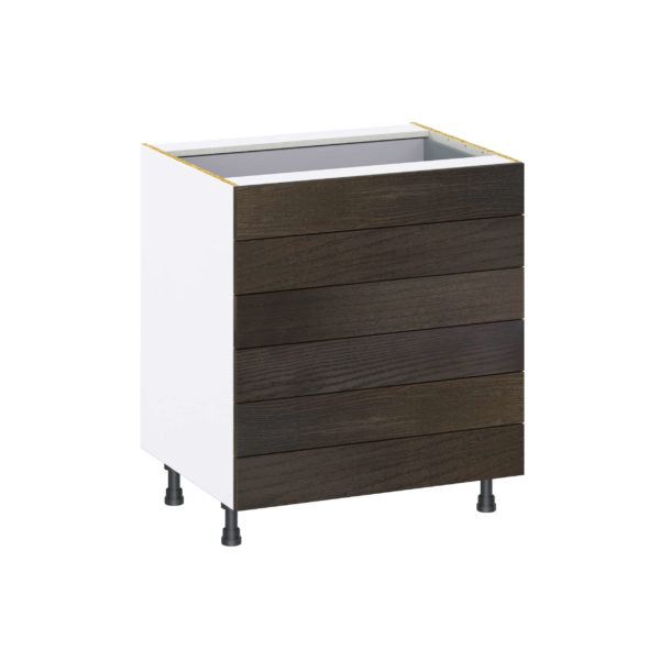 Summerina Chestnut Solid Wood Recessed Assembled Base Cabinet with 6 Drawers (30 in. W x 34.5 in. H x 24 in. D)