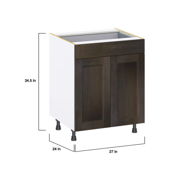 Summerina Chestnut Solid Wood Recessed Assembled Base Cabinet with 2 Doors and a Drawer (27 in. W X 34.5 in. H X 24 in. D)