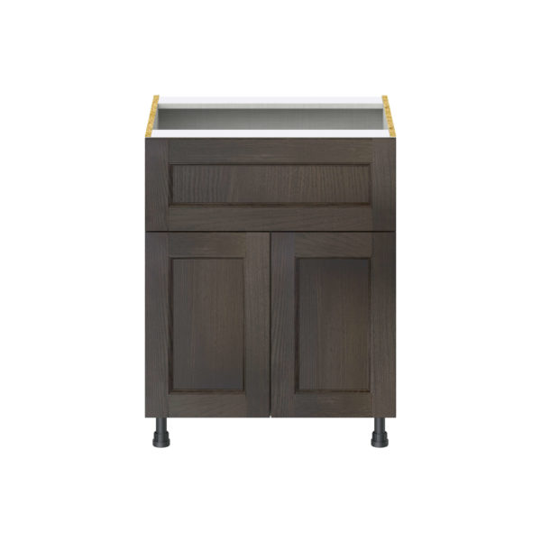 Summerina Chestnut Solid Wood Recessed Assembled Base Cabinet with 2 Doors and a 10 in. Drawer (27 in. W X 34.5 in. H X 24 in. D)