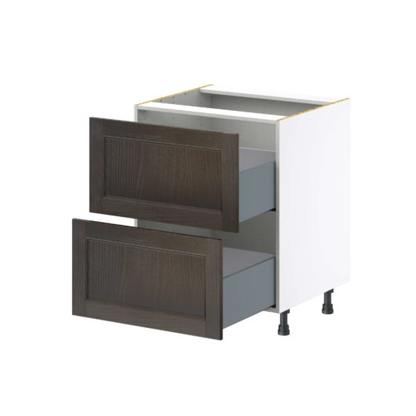 Summerina Chestnut Solid Wood Recessed Assembled Base Cabinet with 2 Drawers (27in. W X 34.5 in. H X 24 in. D)