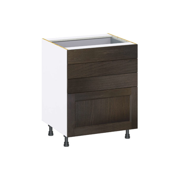 Summerina Chestnut Solid Wood Recessed Assembled Base Cabinet with 4 Drawers (27 in. W X 34.5 in. H X 24 in. D)