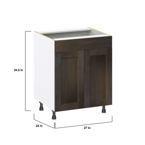 Summerina Chestnut Solid Wood Recessed Assembled Sink Base Cabinet with 2 Doors and 1 False Front (27 in. W X 34.5 in. H X 24 in. D)