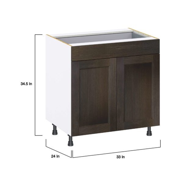 Summerina Chestnut Solid Wood Recessed Assembled Base Cabinet with 2  Doors and 1 Drawer (33 in. W X 34.5 in. H X 24 in. D)