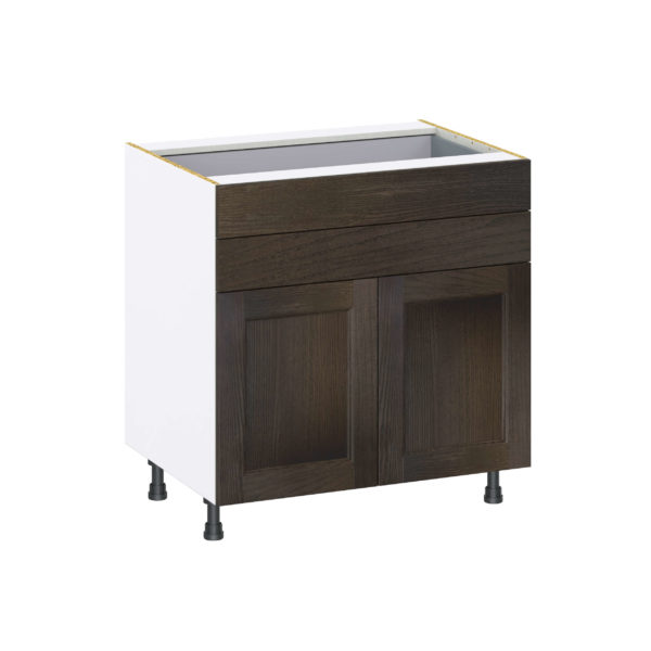 Summerina Chestnut Solid Wood Recessed Assembled Base Cabinet with 2 Doors and Two 5 in. Drawers (33 in. W X 34.5 in. H X 24 in. D)