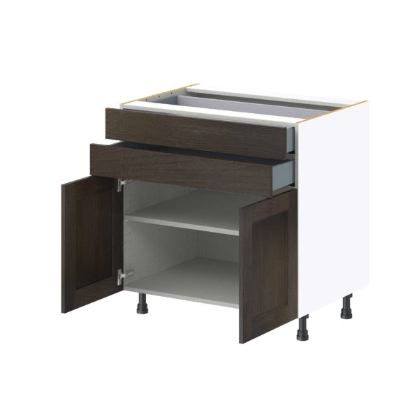 Summerina Chestnut Solid Wood Recessed Assembled Base Cabinet with 2 Doors and Two 5 in. Drawers (33 in. W X 34.5 in. H X 24 in. D)