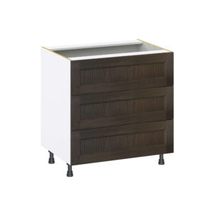 Summerina Chestnut Solid Wood Recessed Assembled Base Cabinet with Three 10 in. Drawers (33 in. W X 34.5 in. H X 24 in. D)