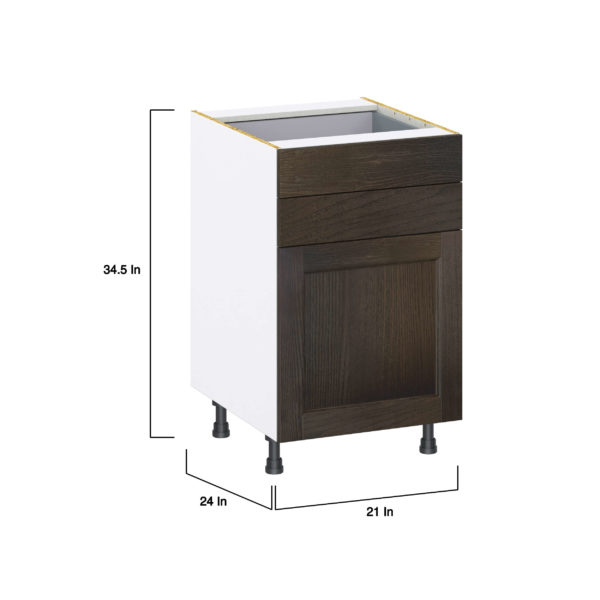 Summerina Chestnut Solid Wood Recessed Assembled Base Cabinet with 1 Door and Two 5 in. Drawers (21 in. W X 34.5 in. H X 24 in. D)