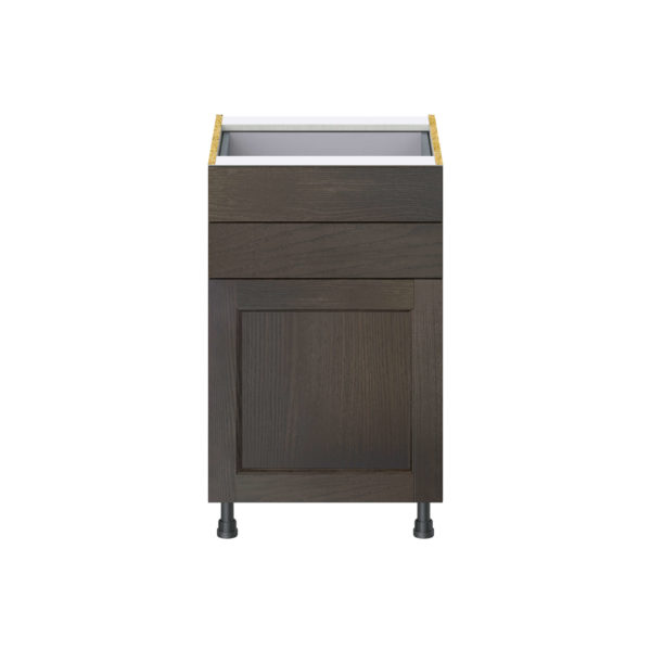 Summerina Chestnut Solid Wood Recessed Assembled Base Cabinet with 1 Door and Two 5 in. Drawers (21 in. W X 34.5 in. H X 24 in. D)