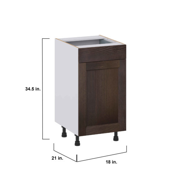 Summerina Chestnut Solid Wood Recessed Assembled 18 in. W x 34.5 in. H x 21 in. D Vanity Base Cabinet with 1 Drawer