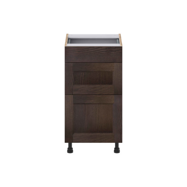 Summerina Chestnut Solid Wood Recessed Assembled 18 in. W x 34.5 in. H x 21 in. D Vanity Drawer Base Cabinet with 3 Drawers