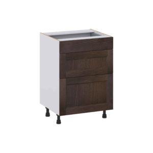 Summerina Chestnut Solid Wood Recessed Assembled 24 in. W x 34.5 in. H x 21 in. D Vanity Drawer Base Cabinet with 3 Drawers