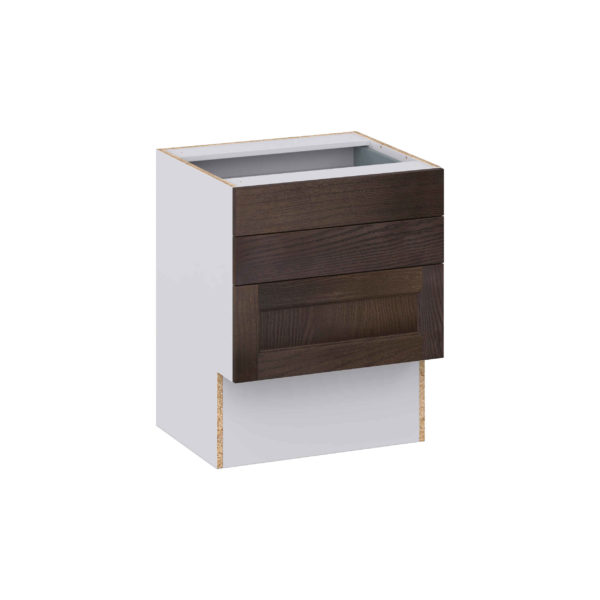 Summerina Chestnut Solid Wood Recessed Assembled 24 in. W x 30 in. H x 21 in. D Vanity ADA Drawer Base Cabinet with 3 Drawers