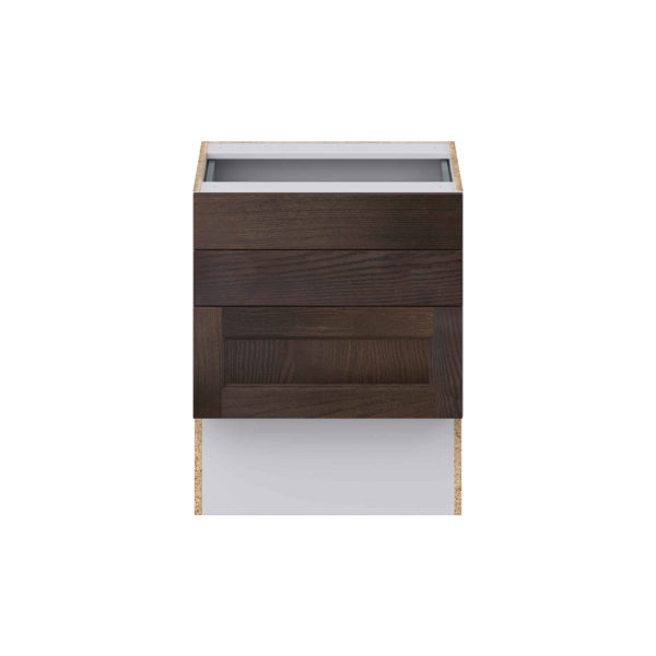 Summerina Chestnut Solid Wood Recessed Assembled 24 in. W x 30 in. H x 21 in. D Vanity ADA Drawer Base Cabinet with 3 Drawers