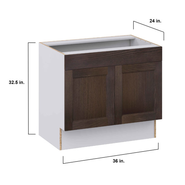 Summerina Chestnut Solid Wood Recessed Assembled 36 in. W x 32.5 in. H x 24 in. D ADA Sink Base With Removable Front Cabinet