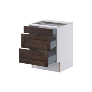 Summerina Chestnut Solid Wood Recessed Assembled 24 in. W x 32.5 in. H x 24 in. D ADA Drawer Base Cabinet with 3 Drawers