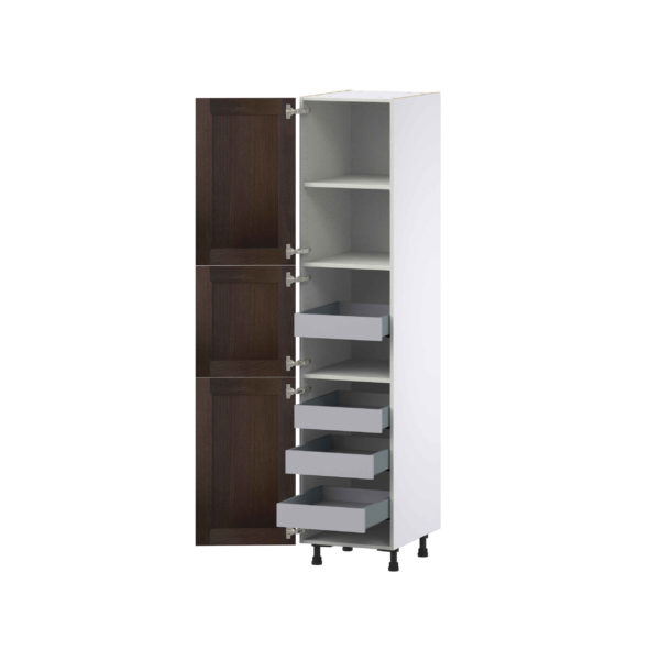 Summerina Chestnut Solid Wood Recessed Assembled Pantry Cabinet with 2 Doors and 4 Inner Drawers (18 in. W X 84.5 in. H X 24 in. D)