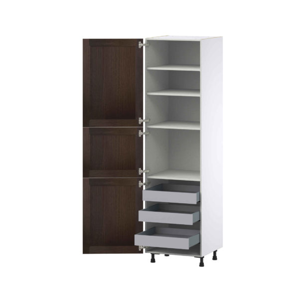 Summerina Chestnut Solid Wood Recessed Assembled Pantry Cabinet with 2 Doors and 3 Inner Drawers (18 in. W X 89.5 in. H X 24 in. D)