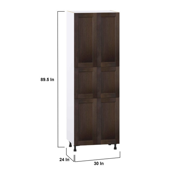 Summerina Chestnut Solid Wood Recessed Assembled Pantry Cabinet with 6 Doors and 3 Inner Drawers (30 in. W X 89.5 in. H X 24 in. D)