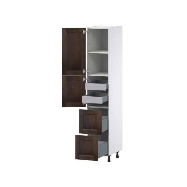 Summerina Chestnut Solid Wood Recessed Assembled Pantry Cabinet 2 Doors with 2 Drawers and 2 Inner Drawers (15 in. W X 84.5 in. H X 24 in. D)