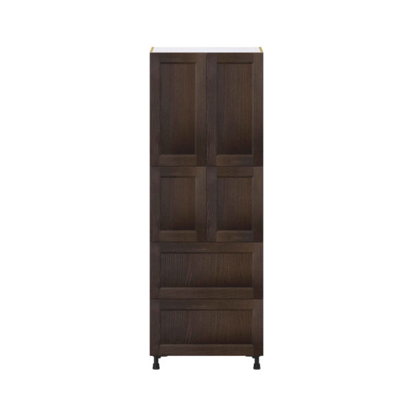 Summerina Chestnut Solid Wood Recessed Assembled Pantry Cabinet 4 Doors with 2 Drawers and 2 Inner Drawers (30 in. W X 84.5 in. H X 24 in. D)