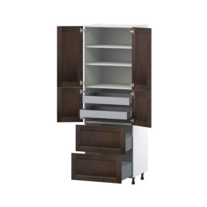 Summerina Chestnut Solid Wood Recessed Assembled Pantry Cabinet 4 Doors with 2 Drawers and 2 Inner Drawers (30 in. W X 89.5 in. H X 24 in. D)