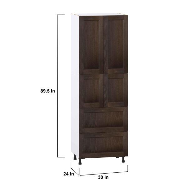 Summerina Chestnut Solid Wood Recessed Assembled Pantry Cabinet 4 Doors with 2 Drawers and 2 Inner Drawers (30 in. W X 89.5 in. H X 24 in. D)