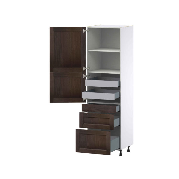 Summerina Chestnut Solid Wood Recessed Assembled Pantry  Cabinet with 2 Inner Drawers (24 in. W x 84.5 in. H x 24 in. D)