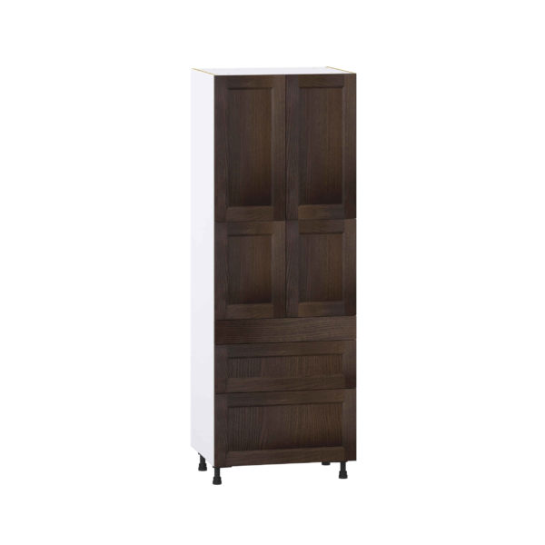 Summerina Chestnut Solid Wood Recessed Assembled Pantry  Cabinet with 2 Inner Drawers (30 in. W x 84.5 in. H x 24 in. D)