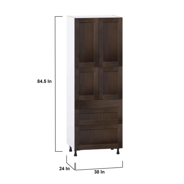 Summerina Chestnut Solid Wood Recessed Assembled Pantry  Cabinet with 2 Inner Drawers (30 in. W x 84.5 in. H x 24 in. D)