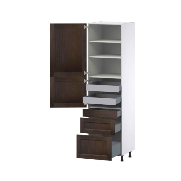 Summerina Chestnut Solid Wood Recessed Assembled Pantry  Cabinet with 3 Drawers and 2 Inner Drawers (24 in. W X 89.5 in. H X 24 in. D)