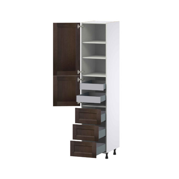 Summerina Chestnut Solid Wood Recessed Assembled Pantry Cabinet 1 Doors with 3 Drawers and 2 Inner Drawers (18 in. W X 89.5 in. H X 24 in. D)