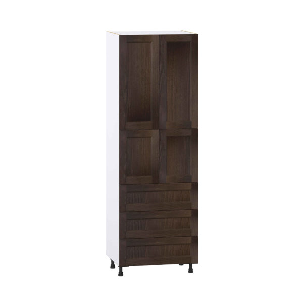 Summerina Chestnut Solid Wood Recessed Assembled Pantry Cabinet 4 Doors with 3 Drawers and 2 Inner Drawers (30 in. W X 89.5 in. H X 24 in. D)