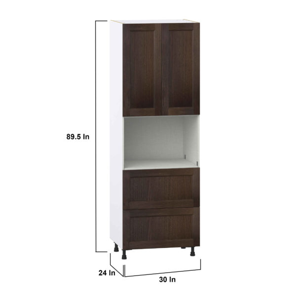 Summerina Chestnut Solid Wood Recessed Assembled Pantry Microwave  Cabinet with 2 Drawers (30 in. W x 89.5 in. H x 24 in. D)