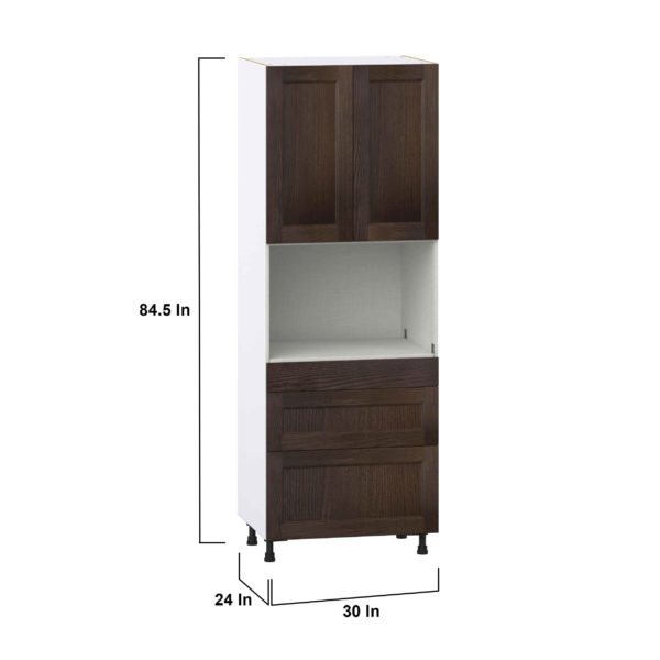 Summerina Chestnut Solid Wood Recessed Assembled Pantry Micro/Oven  Cabinet with 3 Drawers (30 in. W x 84.5 in. H x 24 in. D)