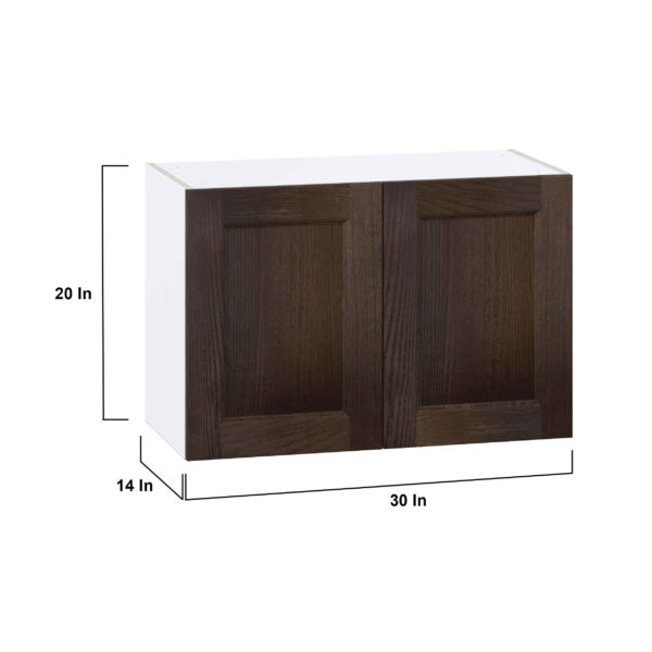 Summerina Chestnut Solid Wood Recessed Assembled  Wall Bridge Cabinet (30 in. W X 20 in. H X 14 in. D)