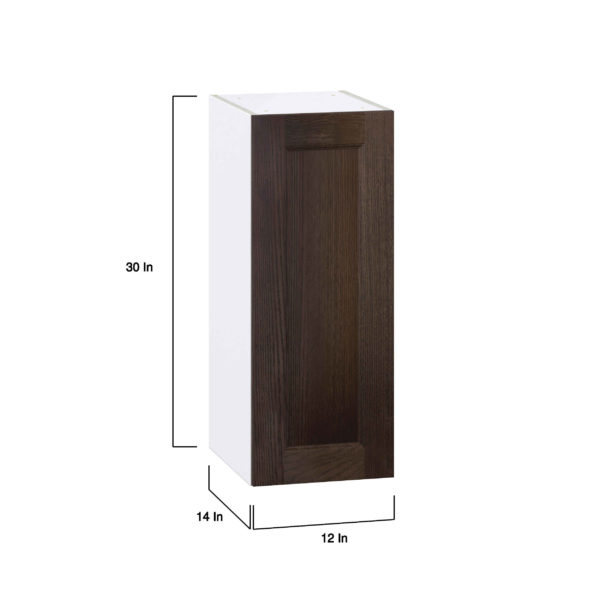 Summerina Chestnut Solid Wood Recessed Assembled Wall  Cabinet With Full High Door (12 in. W x 30 in. H x 14 in. D)