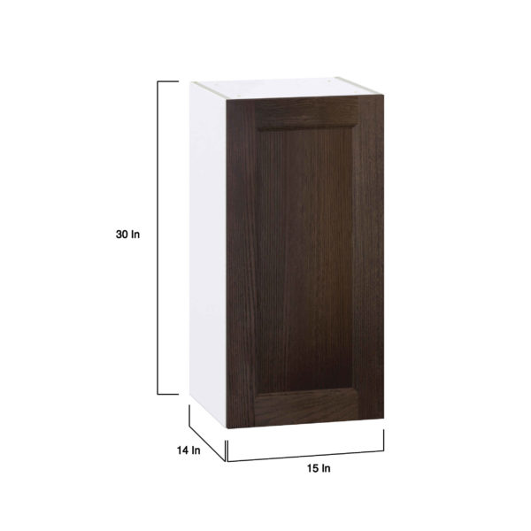 Summerina Chestnut Solid Wood Recessed Assembled Wall  Cabinet with Full High Door (15 in. W x 30 in. H x 14 in. D)