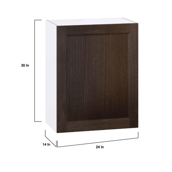 Summerina Chestnut Solid Wood Recessed Assembled Wall  Cabinet with Full High Door (24 in. W x 30 in. H x 14 in. D)