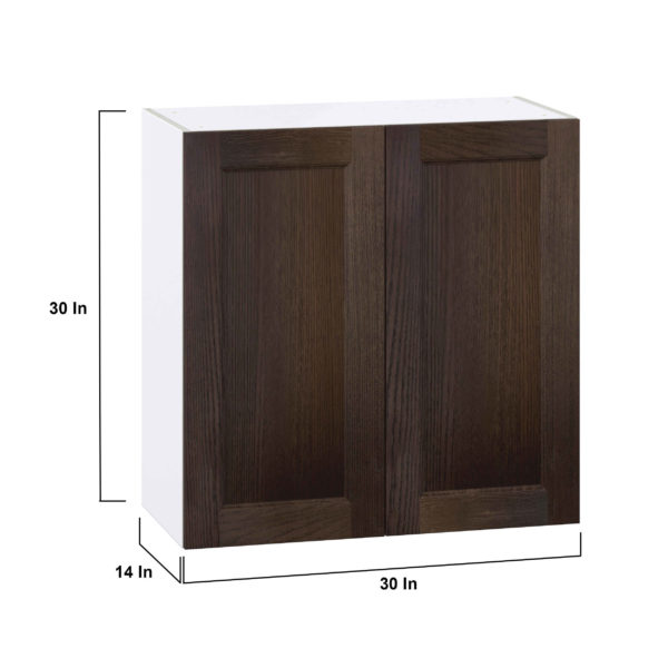 Summerina Chestnut Solid Wood Recessed Assembled Wall  Cabinet with 2 Full High Doors (30 in. W x 30 in. H x 14 in. D)