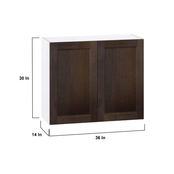 Summerina Chestnut Solid Wood Recessed Assembled Wall  Cabinet with 2 Full High Doors (36 in. W x 30 in. H x 14 in. D)