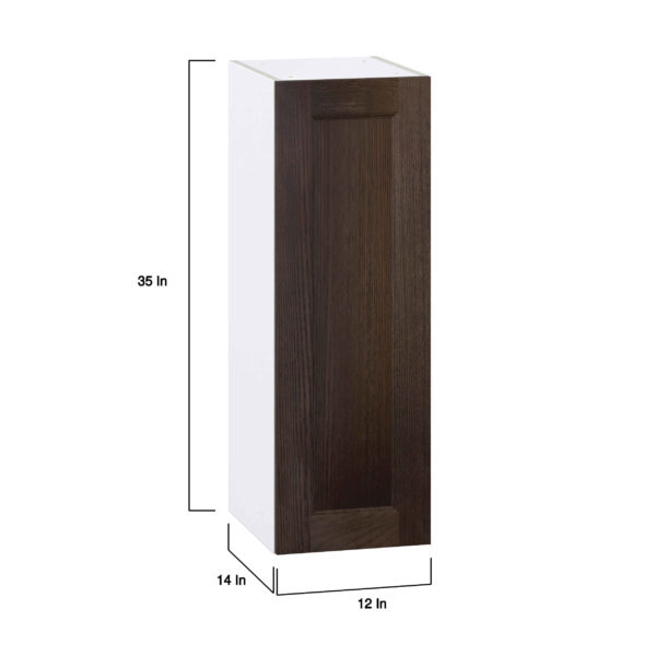 Summerina Chestnut Solid Wood Recessed Assembled Wall  Cabinet with Full High Door (12 in. W x 35 in. H x 14 in. D)