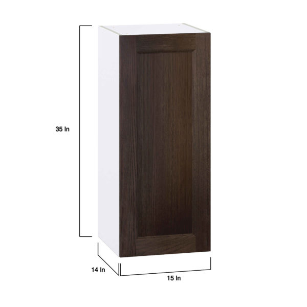 Summerina Chestnut Solid Wood Recessed Assembled Wall  Cabinet with Full High Door (15 in. W x 35 in. H x 14 in. D)