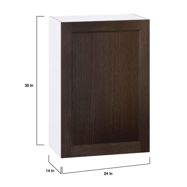 Summerina Chestnut Solid Wood Recessed Assembled Wall  Cabinet with Full High Door (24 in. W x 35 in. H x 14 in. D)