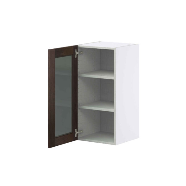 Summerina Chestnut Solid Wood Assembled Wall  Cabinet with a Full High Glass Door (15 in. W x 30 in. H x 14 in. D)