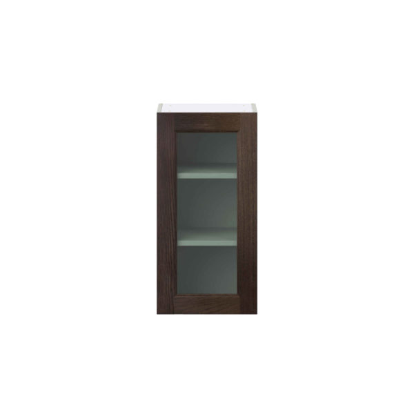 Summerina Chestnut Solid Wood Assembled Wall  Cabinet with a Full High Glass Door (15 in. W x 30 in. H x 14 in. D)